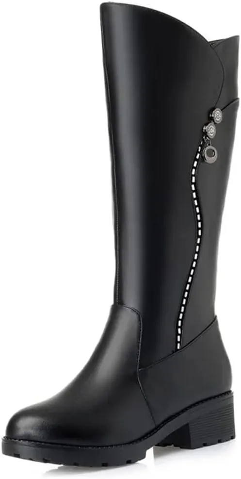 Women's Ladies Boots Platform Warm Mid Heel Zipper Plus Size
