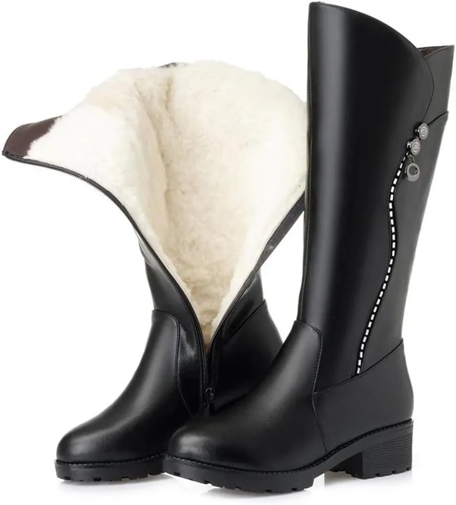 Women's Ladies Boots Platform Warm Mid Heel Zipper Plus Size