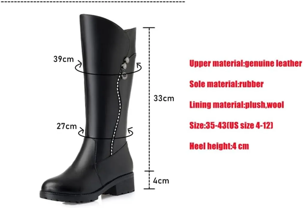 Women's Ladies Boots Platform Warm Mid Heel Zipper Plus Size