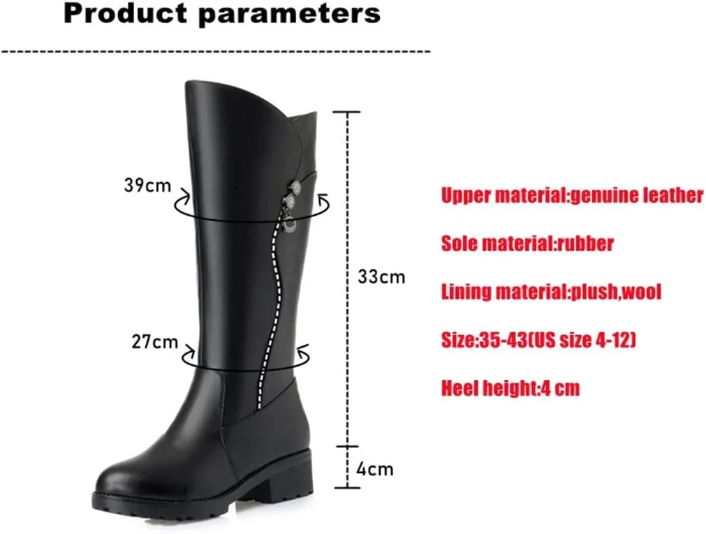 Women's Ladies Boots Platform Warm Mid Heel Zipper Plus Size