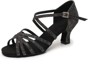 Women's Latin Dance Shoes Salsa Professional Ballroom Practice Performance Satin Dancing Shoes
