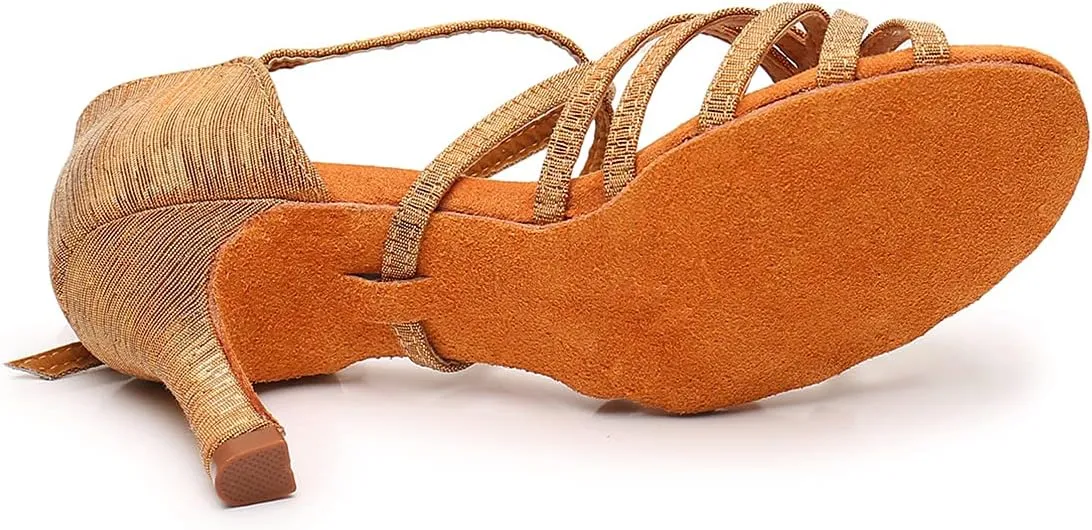 Women's Latin Dance Shoes Salsa Professional Ballroom Practice Performance Satin Dancing Shoes