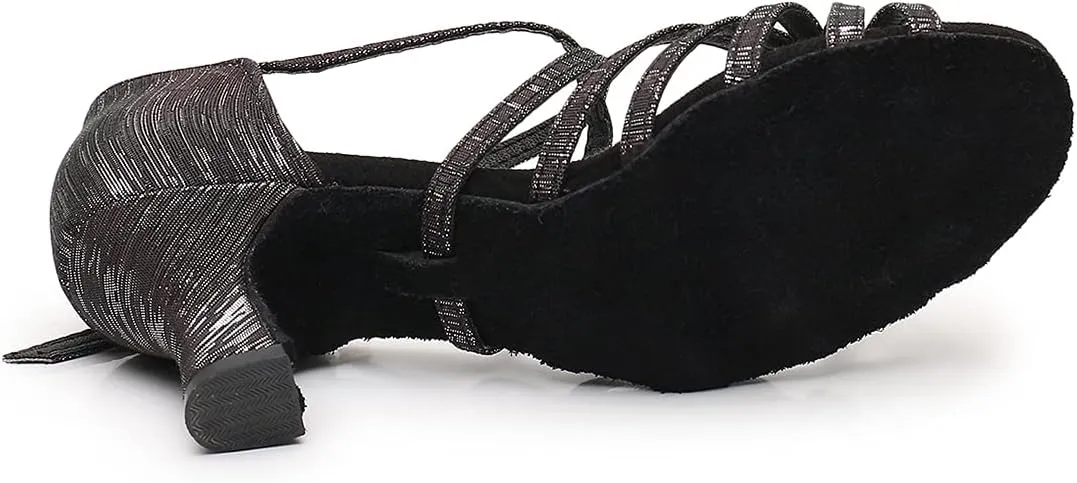 Women's Latin Dance Shoes Salsa Professional Ballroom Practice Performance Satin Dancing Shoes