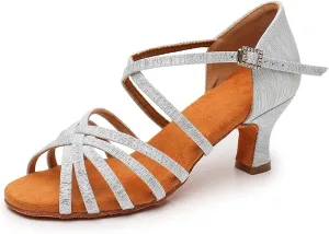 Women's Latin Dance Shoes Salsa Professional Ballroom Practice Performance Satin Dancing Shoes
