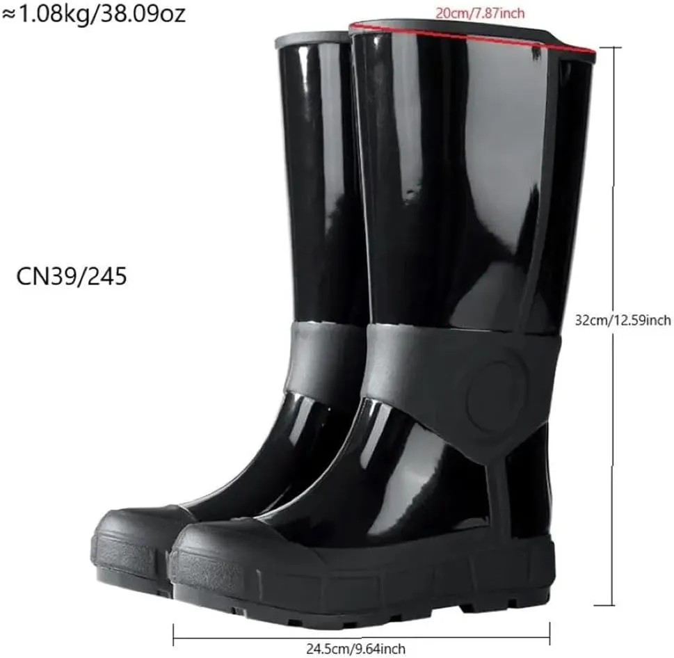 Women's Mid-High Tube Rain Boots Solid Color Anti-Slip Waterproof Shoes For