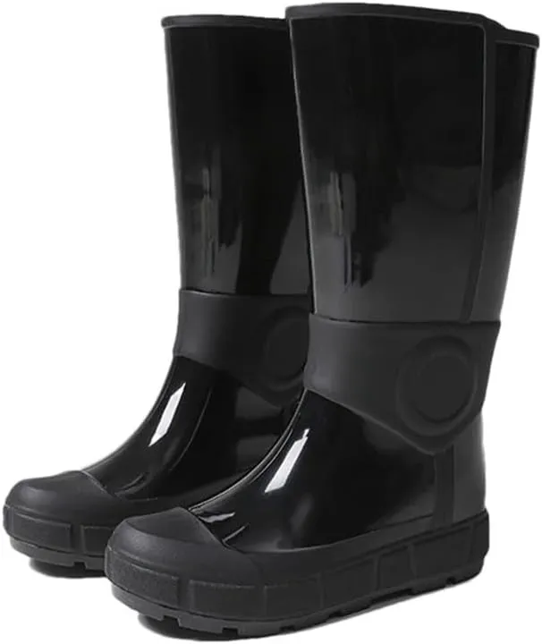 Women's Mid-High Tube Rain Boots Solid Color Anti-Slip Waterproof Shoes For