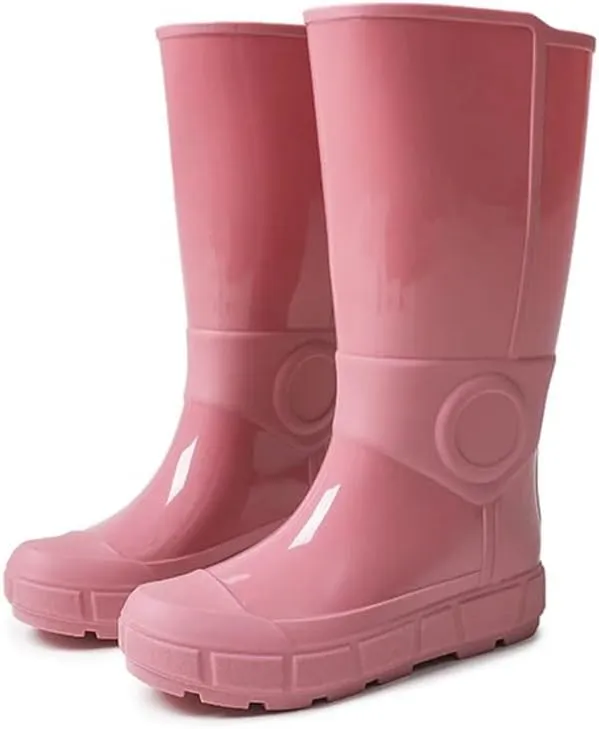 Women's Mid-High Tube Rain Boots Solid Color Anti-Slip Waterproof Shoes For