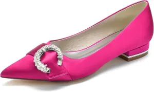 Women's Pointed Toe Wedding Shoes for Bride Rhinestones Slip on Ballet Flats Evening Prom Party Bridal Dress Shoes