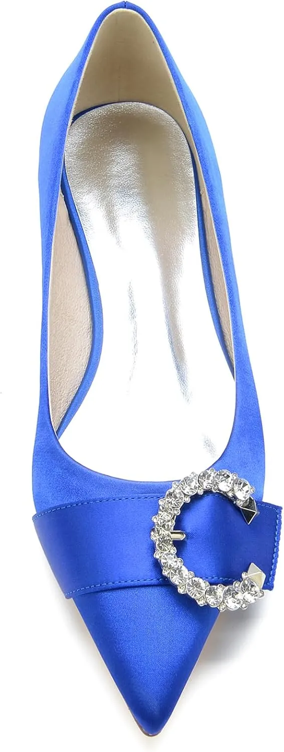 Women's Pointed Toe Wedding Shoes for Bride Rhinestones Slip on Ballet Flats Evening Prom Party Bridal Dress Shoes
