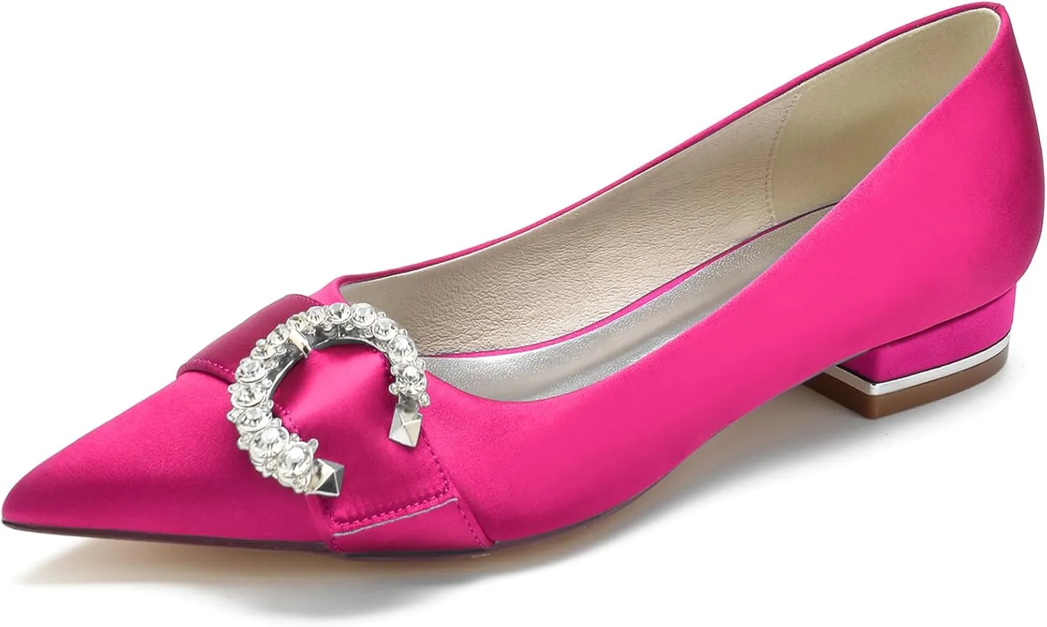Women's Pointed Toe Wedding Shoes for Bride Rhinestones Slip on Ballet Flats Evening Prom Party Bridal Dress Shoes