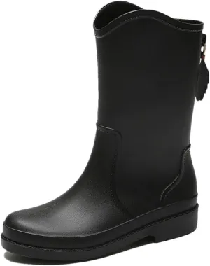 Women's Rain Boots Mid Calf Garden Rain Shoes Anti-Slipping Rainboots Outdoor Work Boots