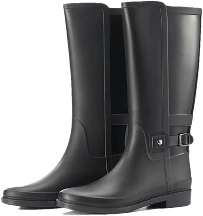 Women's Rain Boots With Buckles, High Shaft Rain Shoes That Are Anti-Slip And Waterproof