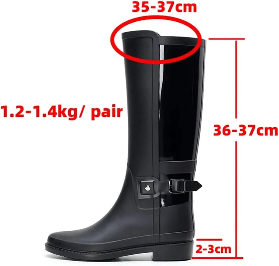 Women's Rain Boots With Buckles, High Shaft Rain Shoes That Are Anti-Slip And Waterproof