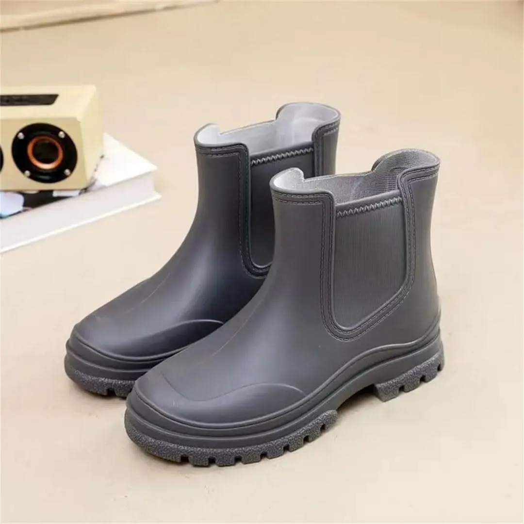 Women's Thick Sole High Top Rain Boots Soft Sole Non Slip Waterproof Slip On Kitchen Work Boots Garden Boots