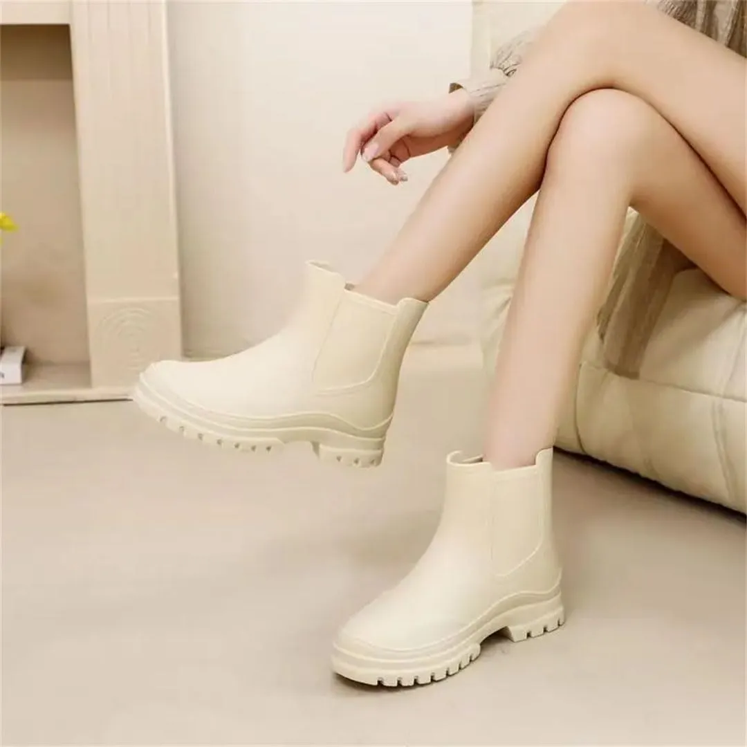 Women's Thick Sole High Top Rain Boots Soft Sole Non Slip Waterproof Slip On Kitchen Work Boots Garden Boots