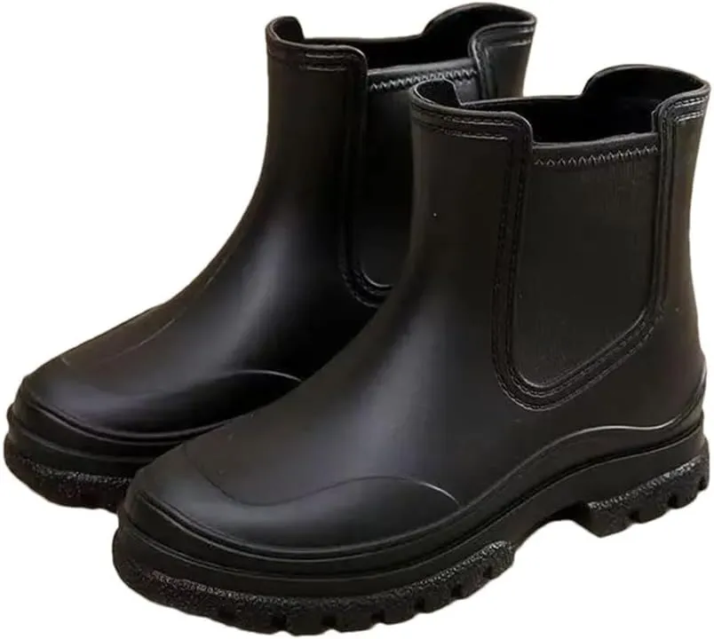 Women's Thick Sole High Top Rain Boots Soft Sole Non Slip Waterproof Slip On Kitchen Work Boots Garden Boots
