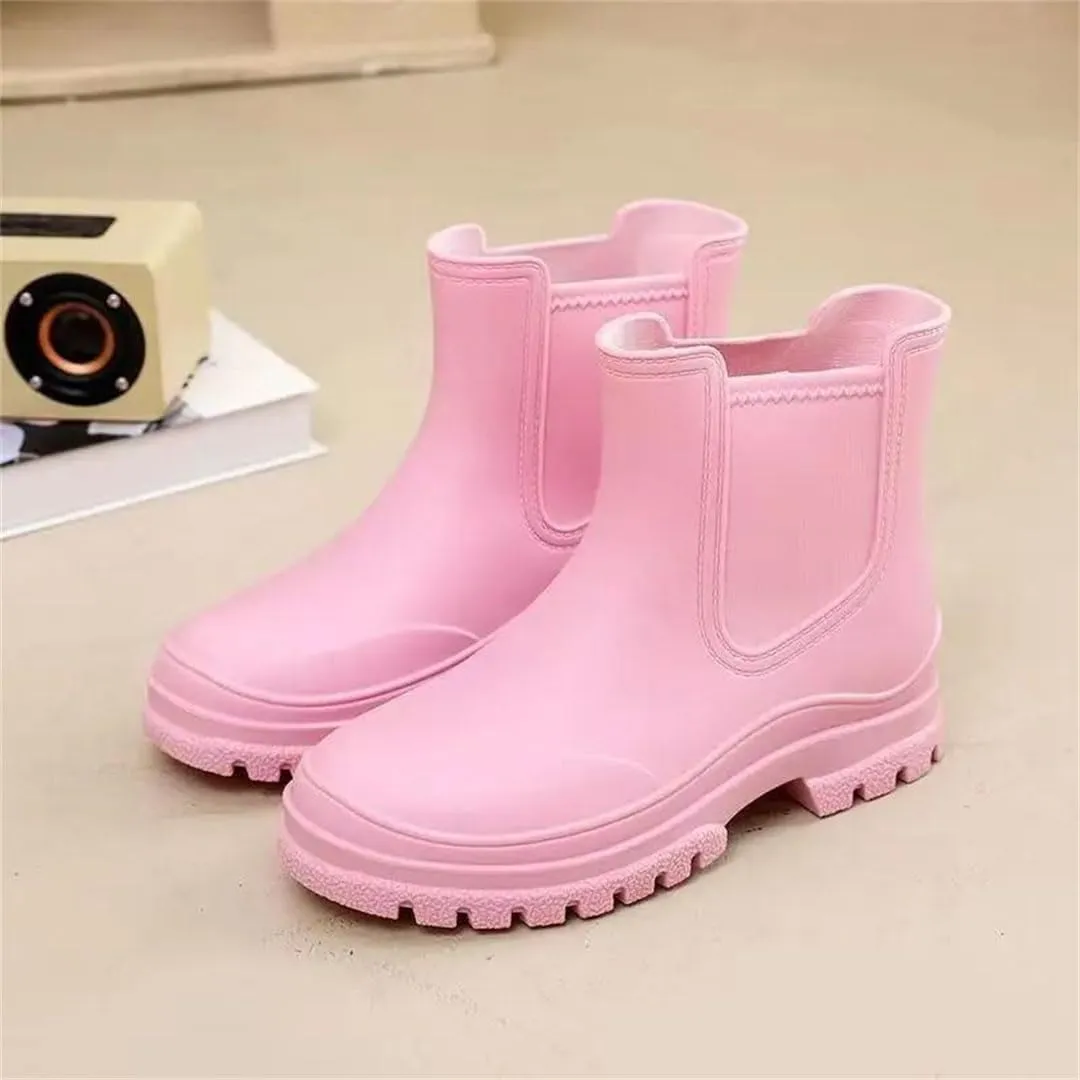Women's Thick Sole High Top Rain Boots Soft Sole Non Slip Waterproof Slip On Kitchen Work Boots Garden Boots