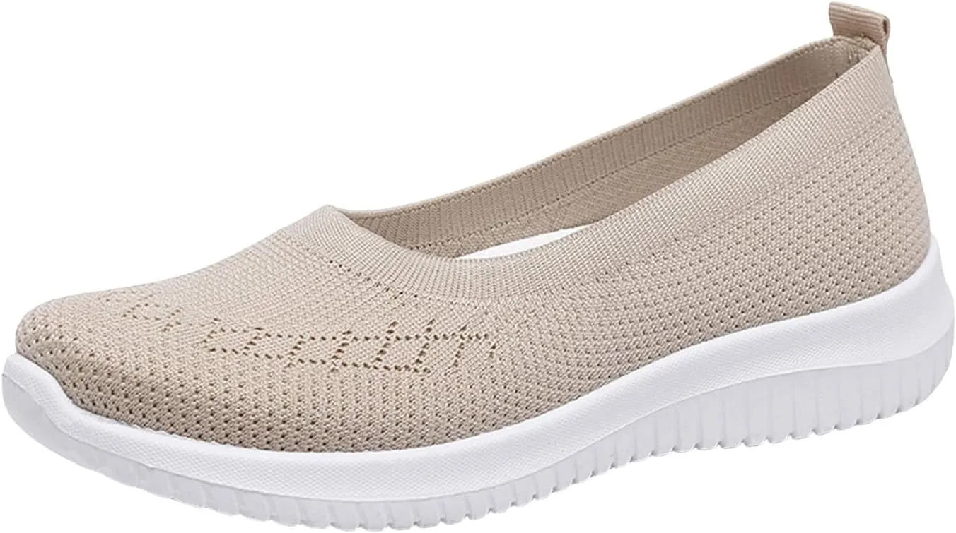 Womens Woven Orthopedic Breathable Soft Shoes Go Walking Womens Breathable Walking Shoes Slip On Mesh Knitted Flats Gym Sneakers Lightweight Casual Easy Shoe Arch Support Orthopedic Flat Footwear