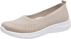 Womens Woven Orthopedic Breathable Soft Shoes Go Walking Womens Breathable Walking Shoes Slip On Mesh Knitted Flats Gym Sneakers Lightweight Casual Easy Shoe Arch Support Orthopedic Flat Footwear