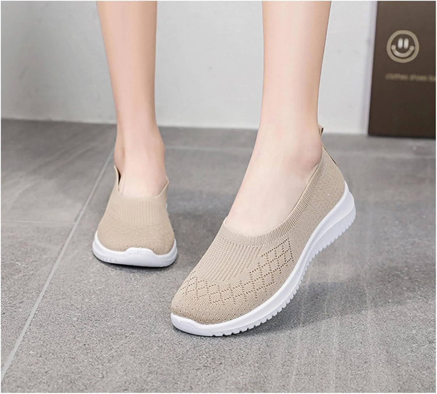 Womens Woven Orthopedic Breathable Soft Shoes Go Walking Womens Breathable Walking Shoes Slip On Mesh Knitted Flats Gym Sneakers Lightweight Casual Easy Shoe Arch Support Orthopedic Flat Footwear