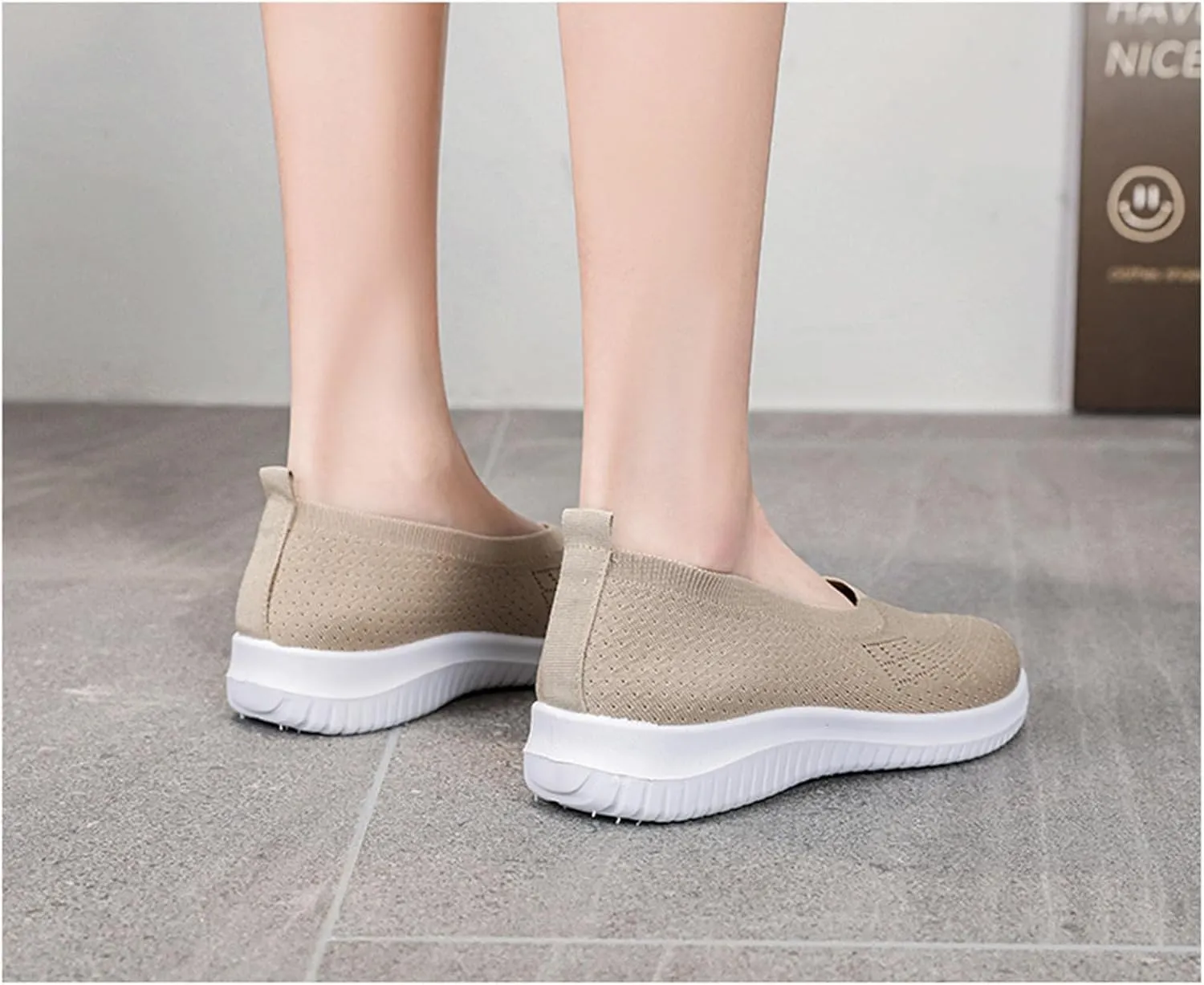 Womens Woven Orthopedic Breathable Soft Shoes Go Walking Womens Breathable Walking Shoes Slip On Mesh Knitted Flats Gym Sneakers Lightweight Casual Easy Shoe Arch Support Orthopedic Flat Footwear